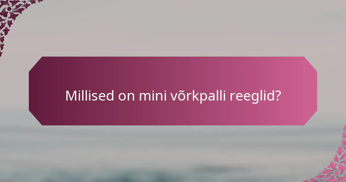 Millised on mini võrkpalli reeglid?